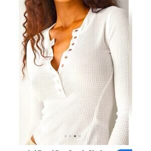 Free People Intimately, One of the Girls, white henley, women's size XS